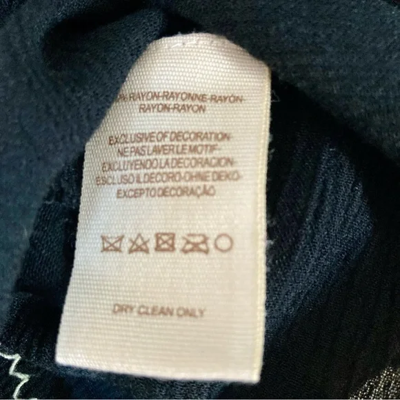 Free People Black Peasant Tunic Mini Dress Ivory Floral Embroidery High Low - Picture 6 of 6